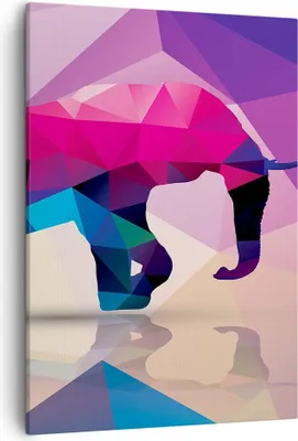 Produktbild von Bild auf Leinwand - Leinwandbild - Einteilig - Elefanten Illustration Bunt - 50x70cm - Wand Bild - Wanddeko - Wandbilder - Leinwanddruck - Wanddekoration - Leinwand bilder - Wandbild - PA50x70-2807