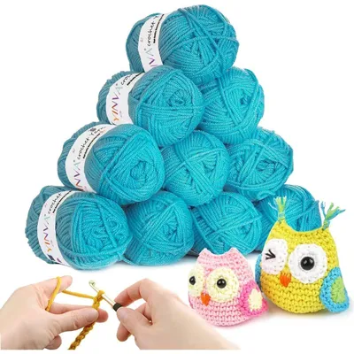 Productafbeelding van Hekelgaren, 10 kleuren x 25 gram, acryl. Wol geschikt voor haken en breien, ideaal voor beginners