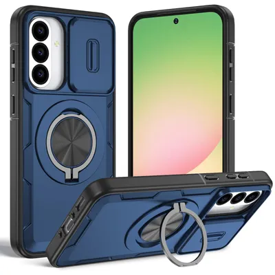 Obrázek produktu pro Magnetické pouzdro pro Samsung Galaxy A36 / A56, ochranné pouzdro s ochranou fotoaparátu a kroužkovým stojánkem Modrá