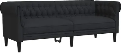 Image de vidaXL Canapé Chesterfield 3 places noir tissu