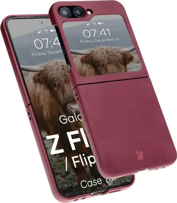 Produktbild von Robuste Handyhülle für Galaxy Z Flip7 FE / Z Flip6, Bizon Case Tur, Burgunderrot