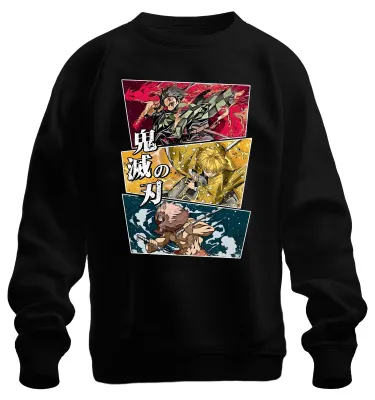 Produktbild von 鬼滅の刃 Kimetsu no Yaiba Tanjiro Zenitsu Inosuke Anime Geschenk Sweatshirt Pullover, Schwarz, S
