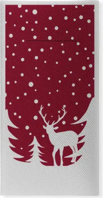 Produktbild von Sovie HORECA Weihnachtsbesteckserviette Marvin in Bordeaux aus Linclass® Airlaid 40 x 40 cm, 1/8 Falz, 75 Stück