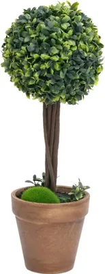 Produktbild von vidaXL Künstliche Buchsbäume 2 Stk. mit Topf Kugelform Grün 41 cm