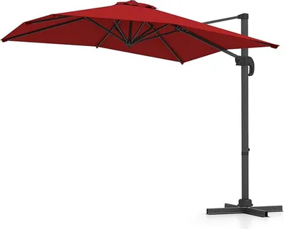 Zdjęcie produktu dla Parasol ogrodowy KOMFOTTEU z krzyżową podstawą, parasol z możliwością obrotu o 360°, uchylny parasol tarasowy z aluminiowym drążkiem i korbą, 245 x 243 x 237 cm