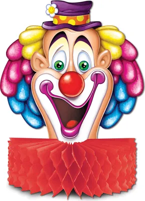 Produktbild von Tischdekoration Clownkopf Seidenpapier, Wabenkranz, beidseitig bedruckt, H 23 cm, Ø 15 cm, stabiler Stand, für Karneval & Party
