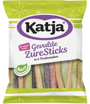 Produktbild von Katja Gevulde Zure Sticks 125g – Gefüllte saure Sticks, süß-sauer Snack