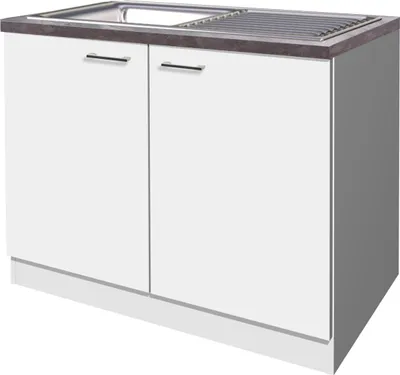 Produktbild von Spülenunterschrank mit Arbeitsplatte & Spüle - 100 cm breit - Weiß – Toska