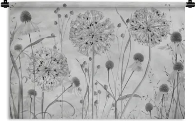 Produktbild von MuchoWow® Wandteppich Wandbehang Natur - Stilleben - Schwarz und weiß 90x60 cm Tapisserie Dekoration Wandtuch - Wandskulpturen - Bildteppich