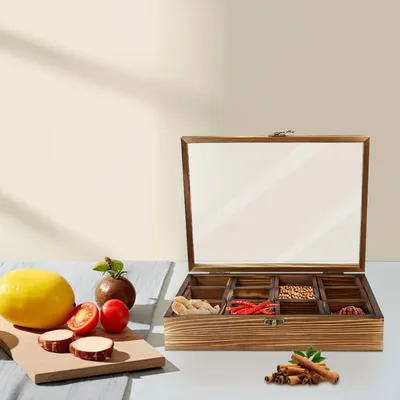 Produktbild von Holzgewürzkiste, Hölzerne Gewürzdose, Hölzerne Gewürzbox mit 12 Behältern, Spice Fit Box