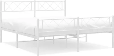 Obrázek produktu pro Postel s čelem a nohou kovová bílá 120x200 cm