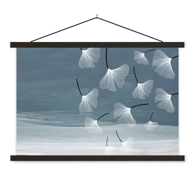 Produktbild von MuchoWow® Textilposter Malerei - Pflanzen - Blätter - Ölfarbe 150x100 cm mit schwarzem Rahmen - Schlafzimmer