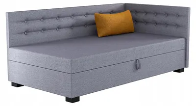 Produktbild von TAPCZANY24 - Boxspringbett Olaf+ 103x198x42 cm mit Taschenfederkern Matratze, Bett mit Matratze, Polsterbett mit Bettkasten, Gepolstertes Einzel Bett, Schlafsofa - Grau