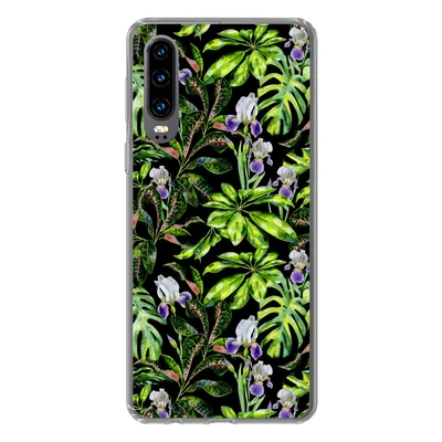 Produktbild von MuchoWow® Handyhülle Schutzhülle Hülle für Huawei P30 Blume - Blätter - Muster Silikon Softcase Handy Hülle - Kartenbesitzer