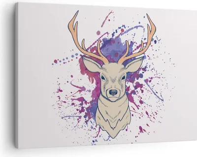 Produktbild von Bild auf Leinwand - Leinwandbild - Hirsch Abstraktion - 70x50cm - Wand Bild - Wanddeko - Wandbilder - Leinwanddruck - Bilder - Kunstdruck - Wanddekoration - Leinwand bilder - Wandkunst - AA70x50-3691