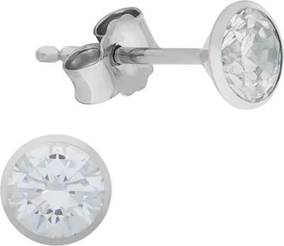 Produktbild von V Ohrstecker 375/- Gold 0,5cm weiß Zirkonia weiß 064320014-4