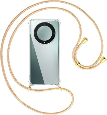 Produktbild von Handykette Backcover-Schutzhülle mit Band (Metall goldfarben) für Honor Magic 5 Lite / X9a (6.67'') - Goldkordel