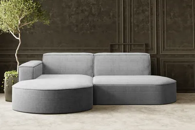Produktbild von Kaiser Möbel Ecksofa Designer MODENA STUDIO stoff Dicker cord Poso Hellgrau Links