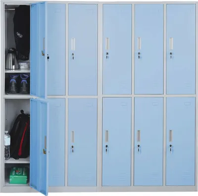 Produktbild von Schließfach Boston T829, Schließfachschrank Wertfachschrank Spind, Metall 12 Fächer  blau