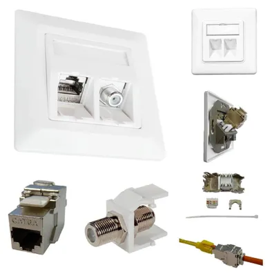 Produktbild von Kathrein ESN 300, RJ-45 + SAT, 6a, Weiß, Kunststoff, -40 - 66 °C, 90 mm