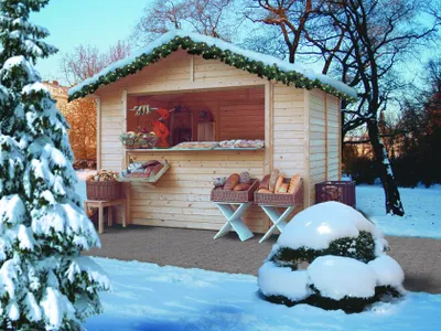 Produktbild von Karibu Gartenhaus Gerätehaus Marktstand Verkaufshaus 2 naturbelassen 304x202x248 cm