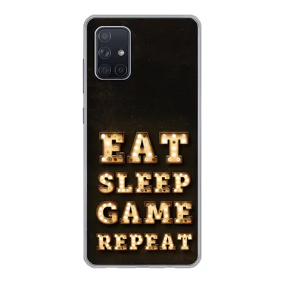 Produktbild von MuchoWow® Handyhülle Schutzhülle Hülle für Samsung Galaxy A51 Spiele - Spiele - Zitate - Sprichwörter - Eat sleep game repeat Silikon Softcase Handy Hülle - Schutzabdeckung