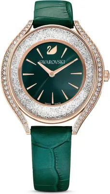 Image de Swarovski Crystalline Aura Uhr, Schweizer Produktion, Lederarmband, Grün, Roségoldfarbenes Finish CRY AURA:LS GRETC/CRY/PRO 5644078
