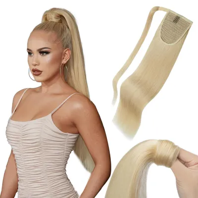 Immagine prodotto di Estensione per treccia in capelli naturali, 35 cm, biondo, liscio, 80g, con chiusura a strappo