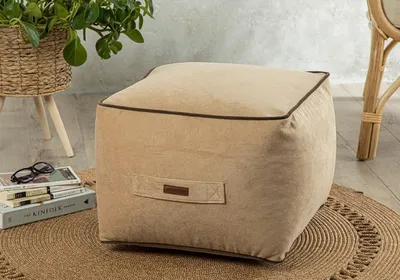 Produktbild von ENGLISH HOME Pouf Hocker, Quadratisch Sitzpouf, Hochwertiger Sitzhocker, Pflegeleichter Sitzpuff, Puff Hocker für Wohnzimmer, Schlafzimmer, 45x45cm