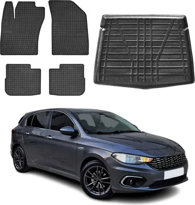 Immagine prodotto di Set tappetini e fodera bagagliaio per Fiat Tipo hatchback 2015-2025 gomma 5x