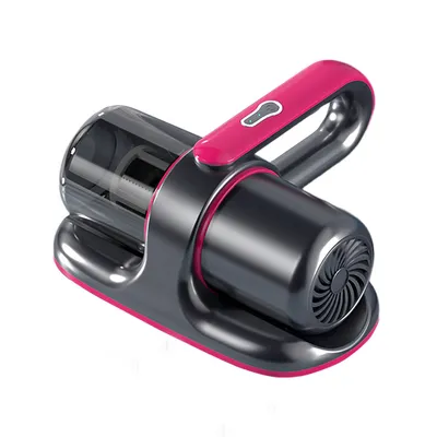 A handheld vacuum cleaner with a charging base, presented against a white background.