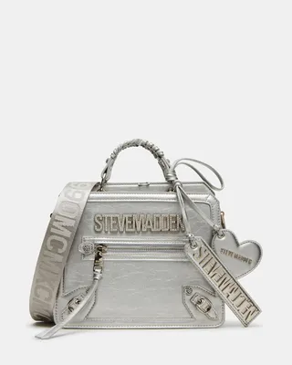 Zdjęcie produktu dla Steve Madden Evelyny Box Tote, wersja aktualizowana, kolor srebrny, srebrny, uniwersalny rozmiar