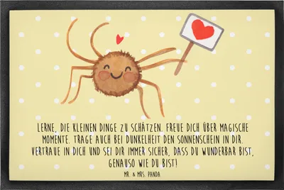 Produktbild von Mr. & Mrs. Panda Sauberlaufmatte Spinne Agathe Motivation 60 x 90 cm - Gelb Pastell - Geschenk, Liebe, Glück, Fußabtreter, Vertrauen, Dankeschön, fußmatte, Fussmatte