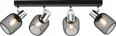 Produktbild von LUXOLAR -  Deckenleuchte mit Netz 4 flammig Loft Schwarz Metall  E27 60 W - Schwenkbar Deckenlampe für Wohnzimmer, Küchen - Loft Design