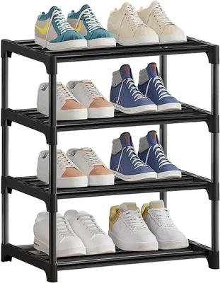 Schuhregal 4 Ebenen, schmal, stapelbar, Metall, 44x26x54 cm