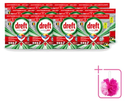 Produktbild von 12 x Dreft Platinum Plus All-in-One Geschirrspültabs Lemon - 186 g - Sparpackung - 12 Stücke