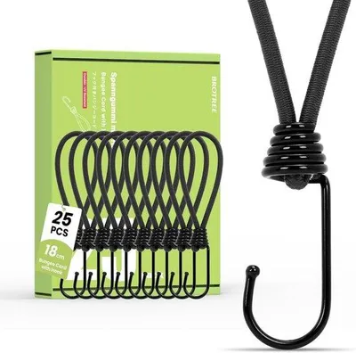 Produktbild von Spannbänder mit Haken 18 cm Set aus 25 Stück Schwarz - Für Abdeckplanen, Zelte, Anhänger