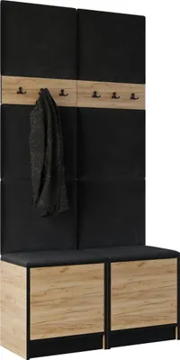 Produktbild von KIER FURNITURE Kleiderschrank EDEN, Schlafzimmer Schrank, Garderobeschrank, Flurschrank Craft Eiche & Schwarz 106,4x205x39 cm