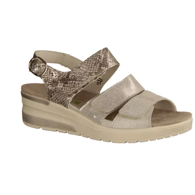 Produktbild von Waldläufer H-Claudia 702001-663 Damensandalen, Weiss/Silber/Cement, Leder, NEU - Damenschuhe Sandale bequem / lose Einlage, Grau, leder (animal bufa)