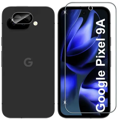 Produktbild von CLM-Tech 2er Set Schutzfolie kompatibel mit Google Pixel 9a - 1X Panzerfolie + 1X Kameraschutz Kameraglas Panzerglas Displayschutz 9H Glas Displayfolie Schutzglas - Unterstützt Fingerabdruck-ID - Folie kristallklar