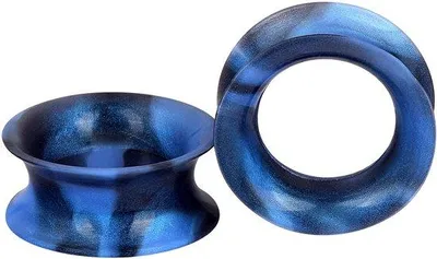 Productafbeelding van Dailygoods- Oortunnel Set 8 Stuks - Siliconen - Zwart/Wit - 6 mm/12 mm/16 mm/20 mm - Oorpiercings - Stippen Design - Oorpiercing