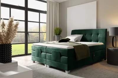 Produktbild von Boxspringbett Elektrisch Bett FRANCO 180x200cm in Stoff Fresh Flaschengrün