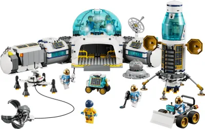 Produktbild von LEGO 60350 City Mond-Forschungsbasis Weltraum-Spielzeug aus der LEGO NASA Serie mit Astronauten-Minifiguren, Geschenk zu Weihnachten ab 7 Jahre