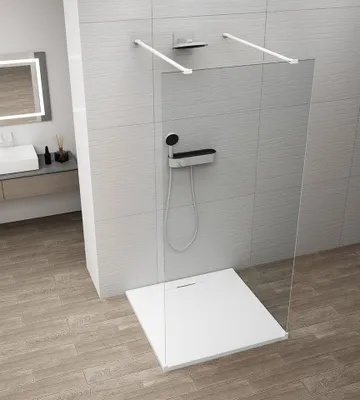 Produktbild von Polysan ESCA WHITE MATT Dusch-Glasteil, freistehend, Klarglas, 1000 mm