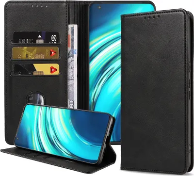 Produktbild von Smartphonica Handytasche passend für Xiaomi Mi 10 Kunstledertasche mit Magnetverschluss und Kartenhalter Buchhülle mit Klappe - Schwarz