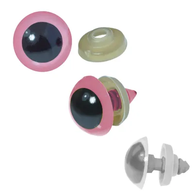 Produktbild von 10 Paar Kunststoffaugen 14mm inkl. Gegenstück, Puppe Stofftier, Farbauswahl, Farbe:rosa