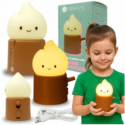 Obrázek produktu pro Noční lampička LED, akumulátorová, bezdrátová, "PŁOMYK" pro děti, kabel USB