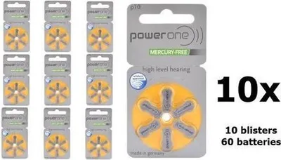 Produktbild von Power One von Varta P10/10/PR70 1,45V Hörgerät – quecksilberfrei – 60 Stück (10 Blister à 6 Stück)