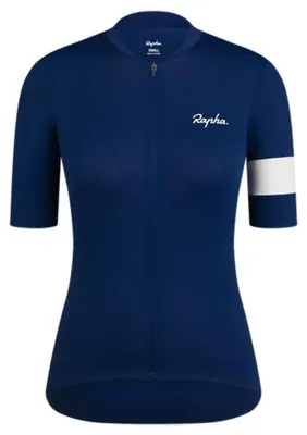 Image de Maillot de vélo à manches courtes Rapha Core, couleur bleu, taille S, pour femme