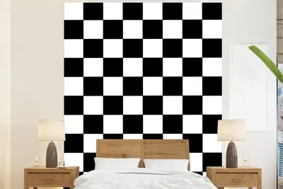 Produktbild von MuchoWow® Fototapete für Wohnzimmer oder Schlafzimmer Wandtapete Vinyl Motivtapete Schachbrett - Muster - Schwarz und Weiß - 180x220 cm - Tapezierpapier